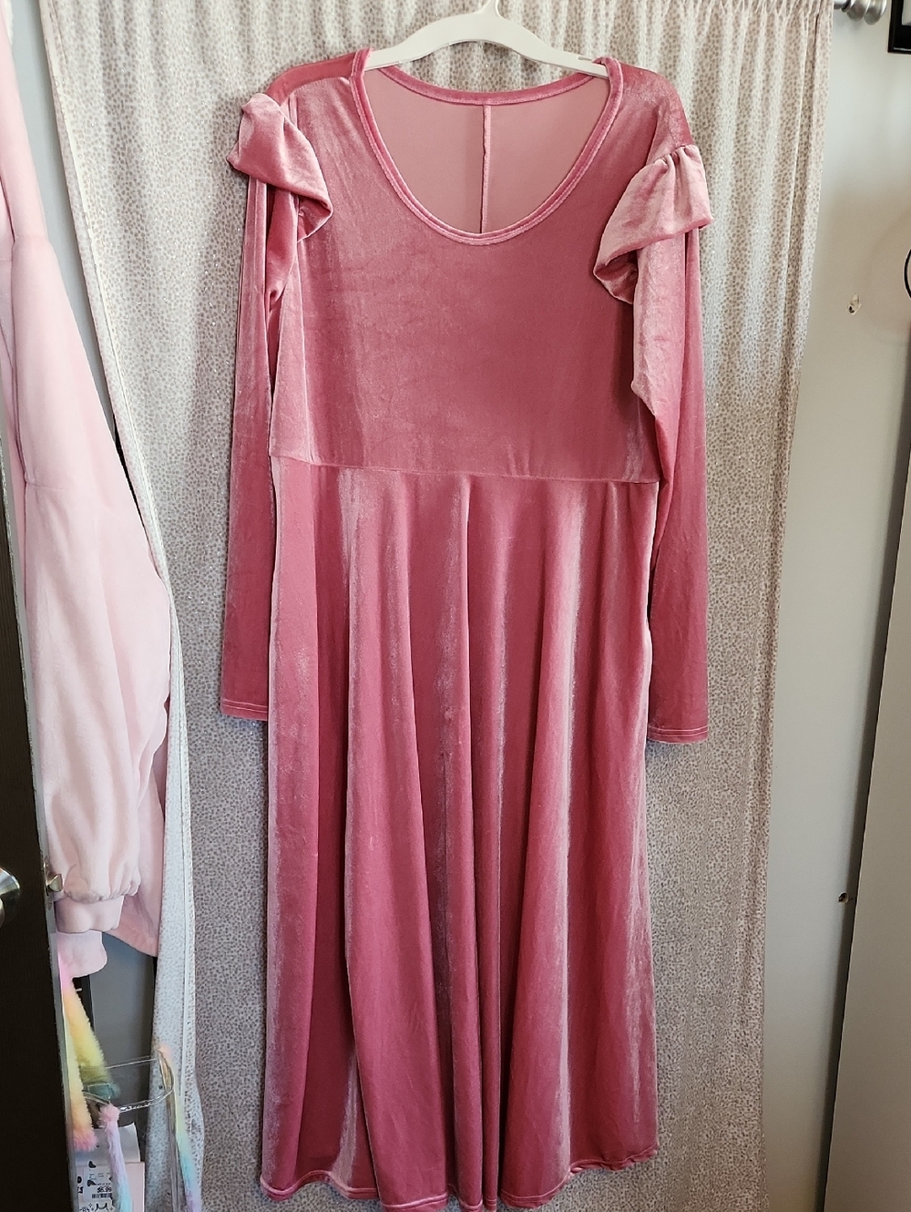 Hazel Blues Dusty Rose Velvet Long Sleeve Maxi Dress